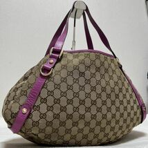 希少カラー 1円 美品 GUCCI GGキャンバス レザー ハンドバッグ アビー ショルダーバッグ 肩掛け A4_画像1