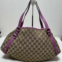 希少カラー 1円 美品 GUCCI GGキャンバス レザー ハンドバッグ アビー ショルダーバッグ 肩掛け A4_画像2