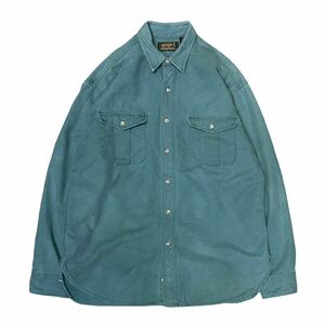 USA製 80’s Eddie Bauer エディーバウアー ビンテージ L/S シャモアクロスシャツ Lサイズ ブルー グリーン 長袖 ネルシャツ フランネル