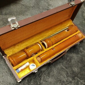 A04213 ZEN-ON 全音 木管楽器 木製 リコーダー Tenor テナー 全長約６３cm ハードケース 吹奏楽 楽器 の画像1