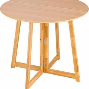 ドウシシャ 折りたたみテーブル ダイニングテーブル 丸 円形 90cm 天然木製 北欧 ナチュラル 幅90×奥行90×高さ72cm NDT90R-NA ※難ありの画像1