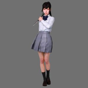 ミニチュア JK 女子高生 制服 フィギュア 1/8スケール ガレージキット 女性 日本人 コレクション おもちゃ レジン 樹脂 未組み立て 未塗装