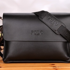 1円～ POLO VIDENG 新品 メンズ ショルダーバッグ ブラック 黒 横型 高級PUレザー ビジネス 大人気 ブランド 多機能 機能性 耐久 上質 質感の画像1