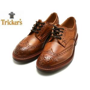 トリッカーズ バートン ウィングチップ UK7.5　BOURTON　カントリーブーツ m5633 Tricker's マロン ムフロンレザー シボ