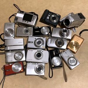 ④【ジャンク】不動 デジタルカメラ 17台まとめ 本体のみ LUMIX キヤノン NIKON ソニー PENTAX エプソン IXY 動作不良 現状品 