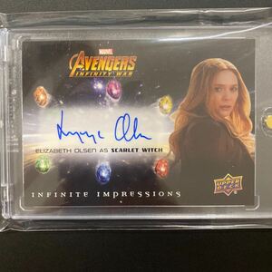 ELIZABETH OLSEN auto 直筆サインカード marvel AVENGERS infinity war マーベル　エリザベオルセン　スカーレット　ウィッチ　