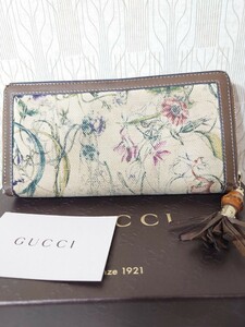 GUCCI グッチ 長財布 キャンバス&レザー ボタニカルアート 送料無料!