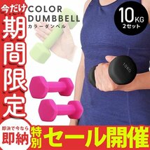 【数量限定セール】ダンベル 10kg 2個セット カラーダンベル 鉄アレイ ウエイトトレーニング ダイエット 筋トレ ダイエット ピンク_画像1