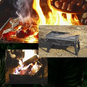 【即決1円】BBQ コンロ ソロキャンプ 折り畳み バーベキュー 卓上型 グリル 小型 コンパクト キャンプ バーベキューコンロ 新品 未使用の画像2