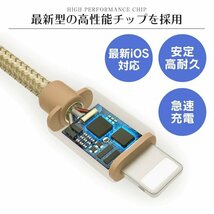 充電ケーブル 2本セット ライトニングケーブル 急速充電対応 25cm 50cm 1m iPhone iPad 転送 断線しづらい 頑丈 ナイロン素材 新品 未使用_画像8