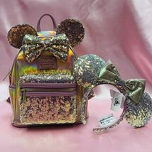 【Loungefly】ディズニー パークス ラウンジフライ WDW 50th バックパック ＆ カチューシャ セット Disney Backpack Iridescent リュック_画像6