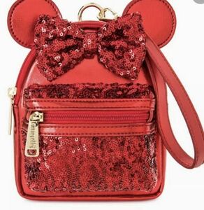 【Loungefly リスレット】ディズニー パーク ラウンジフライ 赤スパンコール ミニ バッグ WDW Disney Wristlet Red リストレット