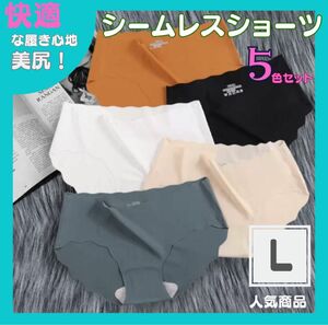 Tomさま【L】レディースショーツ シームレス 5枚 肌に優しい パンツ シンプル