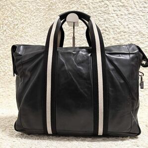 美品 ●バリー BALLY メンズ ビジネスバッグ トートバッグ ブリーフケース 書類鞄 ●トレスポ A4 PC ロゴ型押し 鍵 レザー 本革 ブラックの画像2