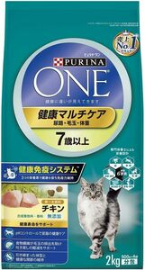 2㎏ (500g x4袋) ピュリナ ワン キャットフード 健康マルチケア 7歳以上 チキン 2kg (500gx4袋入)