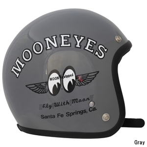 【在庫あり 即納】MOONEYES ムーンアイズ Fly with MOON ジェットヘルメット OMH-029 Gray FREE(57～60cm) グレイ