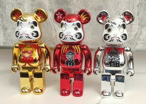 3体セット 新品 BE@RBRICK ベアブリック 400% 達磨 福 合格 金 銀 お祝い 縁起 並行輸入品 箱付き