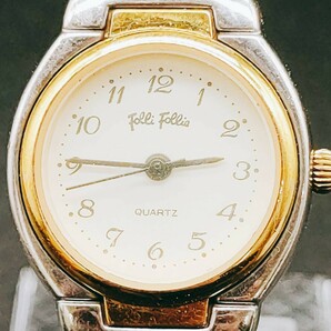 【稼働品】Folli Follie フォリフォリ GOLD PLATED 23K 刻印 腕時計 白文字盤 クォーツ レディース 時計 ゴールド アンティークの画像2