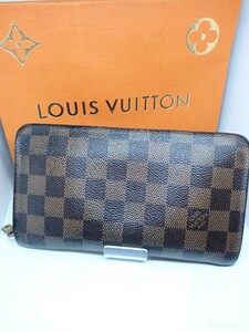 LOUIS VUITTON ダミエ エベヌ 長財布 ルイヴィトン ポルトモネジップラウンドファスナーN61728