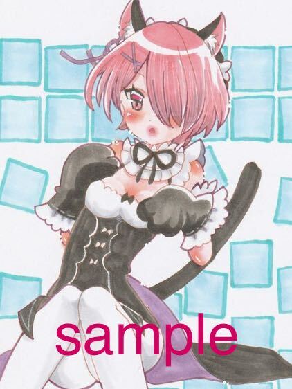 Doujin Hand-Drawn artwork illustration Re:Zero Ram black cat B5, comics, anime goods, hand drawn illustration