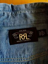 RRL スプラッターペイントインディゴシャンブレーシャツ L 天然インディゴコットン ラルフローレン（ ビンテージデニム_画像10