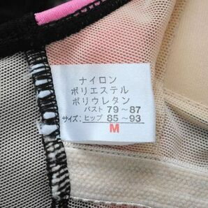 337-2-3 美品♪日本製◆ブラック×蛍光3色ライン 競泳 シェイプアップ水着 M◆送料185円♪の画像6