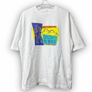 Y555★美品★GU ジーユー グラフィック 半袖Tシャツ ５分袖 カジュアル レトロ Mサイズ ホワイト メンズ 万能