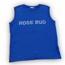 Y562★スポーティ★ROSE BUD ローズバッド ブランドロゴプリント ノースリーブカットソー コットン フリーサイズ ブルー レディース 万能 _画像6