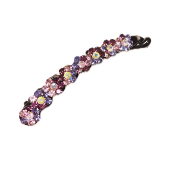 値下げ★新品★紫キラキラ花バナナヘアクリップ