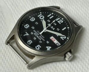 * мужские наручные часы * Seiko SEIKO* Alba ALBA 7N43-0AE0 милитари titanium дата кварц * рабочий товар прекрасный товар * все документ . обязательно чтение пожалуйста *