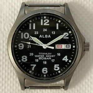 ◆メンズ腕時計◆セイコー SEIKO★アルバ ALBA 7N43-0AE0 ミリタリー チタン デイデイト クオーツ★動作品 美品★全文を必読ください◆の画像2