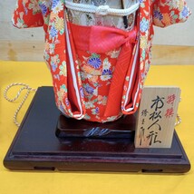 市松人形 琇玉作？ 日本人形 女の子 着物 和装 人形ケース ガラスケース おかっぱ 中古品 森山人形_画像7