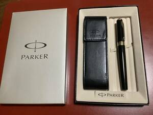  Parker PARKER in jenyuitiINGENUITY no. 5. writing brush chronicle mode black 5th leather case . scratch equipped box * sleeve attaching 