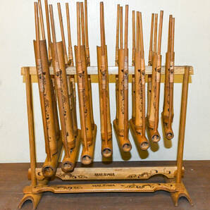 アンクルン / Angklung マレーシア 竹楽器 ユネスコ無形文化遺産 幅約40cm 高さ約45cm 奥行概19cmの画像1