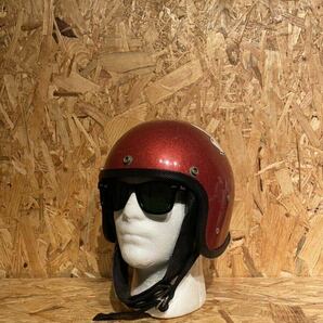 ビンテージヘルメット ダブルストラップ ジェットヘルメット XSシェル 極小の画像2