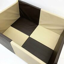 RiZKiZ キッズプレイサークル べージュ×ブラウン 98×132×54cm ベビーサークル クッションマット 組立て簡単 防音 取説付き [M11491]_画像3