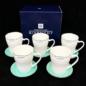 未使用品 GIVENCHY ジバンシー ５客コーヒーセット コースター付き GB-50 コーヒーカップ ソーサー 食器 陶器 箱付き [M11577]