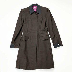 Paul Smith WOMEN ポールスミス ウィメン ウール ロングコート サイズ40 ブラウン [U9142]