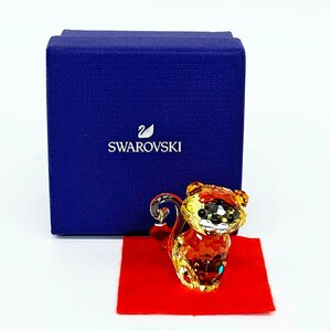 美品 SWAROVSKI スワロフスキー フィギュリン トラ タイガー 寅 置き物 オブジェ [U12694]