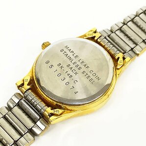 CANADA カナダ メイプルリーフ コイン 金貨 1/10oz FINE GOLD 999.9 クォーツ 腕時計 SK-148-C 稼働品 [U12786]の画像5