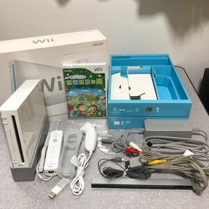 動作品　任天堂 ニンテンドー Wii本体一式セット　箱付　どうぶつの森付