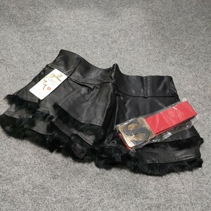 [ stock disposal ]PU leather miniskirt belt attaching lady's L size 1 point only 