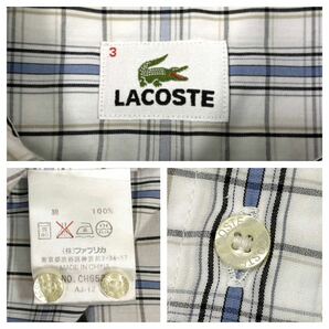 LACOSTE(ラコステ)半袖 ボタンダウンシャツ チェック柄 ワニロゴ メンズ3 ブルー系/ホワイト/他の画像2