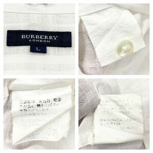 Burberry/バーバリーロンドン リネン100% 半袖シャツ 透かし柄ノヴァチェック メンズL ゆったりシルエット 三陽商会取り扱い品の画像2