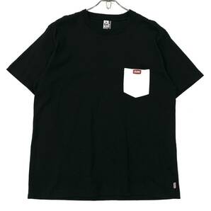 CHUMS(チャムス)半袖Tシャツ 胸ポケ 刺繍ロゴ メンズL ブラックの画像1