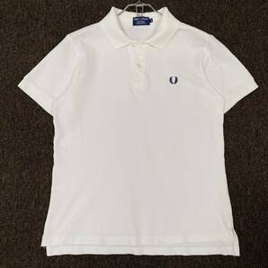 FRED PERRY(フレッドペリー)半袖ポロシャツ 刺繍ロゴ 鹿の子 メンズM ホワイトの画像1