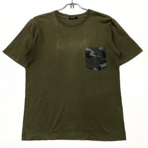 BURBERRY BLACK LABEL/バーバリーブラックレーベル 胸ポケTシャツ メンズ3 カーキ系 刺繍ロゴ