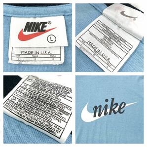 USA製 NIKE/ナイキ リンガーネックTシャツ メンズL ライトブルー/ネイビーの画像2