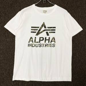 ALPHA INDUSTRIES(アルファインダストリーズ)半袖Tシャツ プリントロゴ メンズL ホワイト