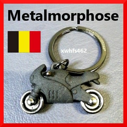 送料無料 Metalmorphose メタルキーホルダー フルカウル バイク マットブラック ベルギー金属製 キーリング チャーム